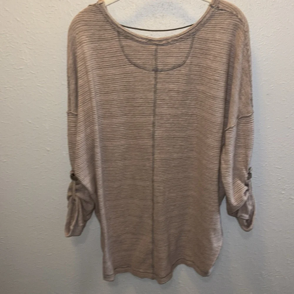 Free People We the Free Beach Haven Striped Henley Tee Top Women’s Size Large